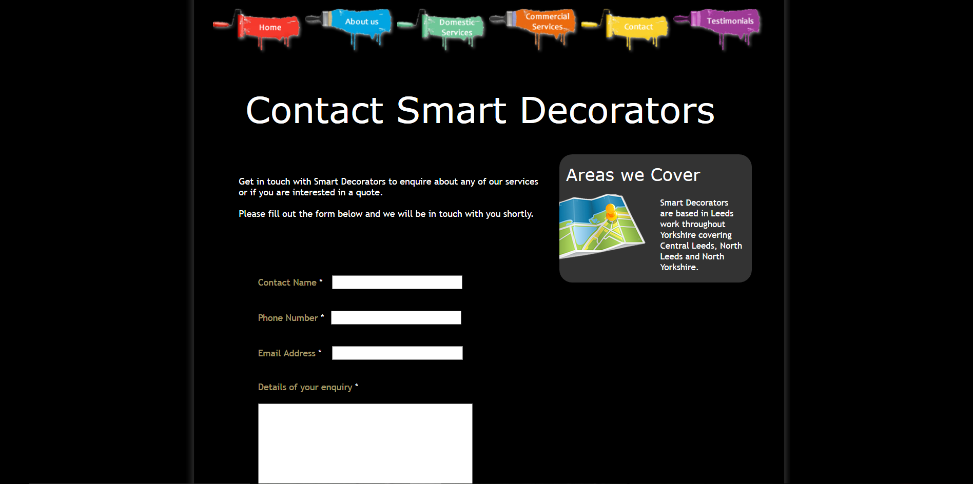 Sample of the design work on the Smart Decorators website